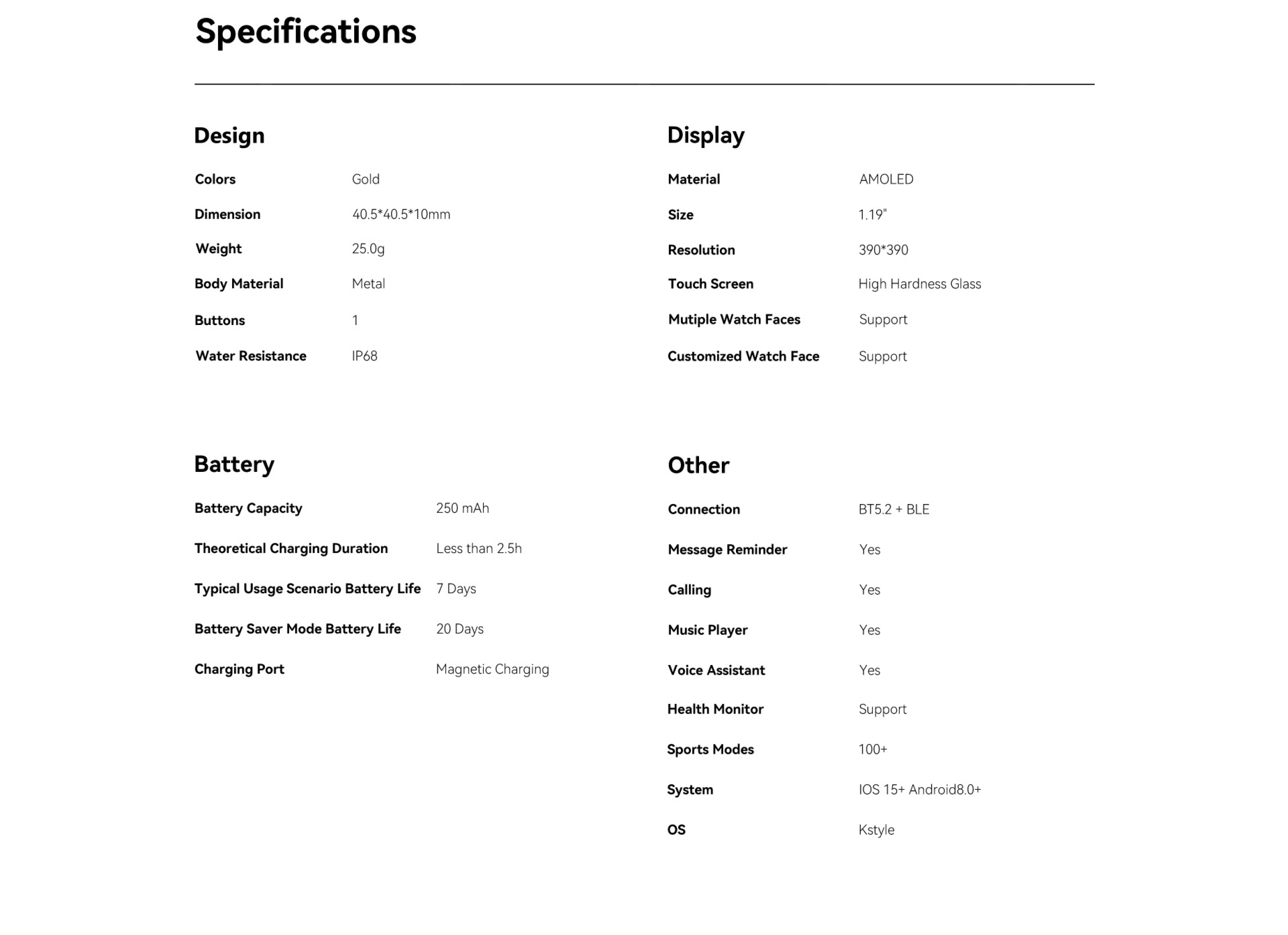 Kieslect Lady Calling Smartwatch Pura